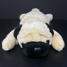 Ty Pugsly Pug Dog Plush Tan 14" Stuffed Animal Beanie Buddies 2001 Black Ears