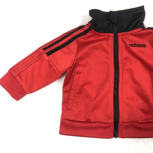 Adidas Jacket Baby 3 Month Red Zipper Active Athletic Three Stripe Kids Boy Girl - Picture 4 of 12