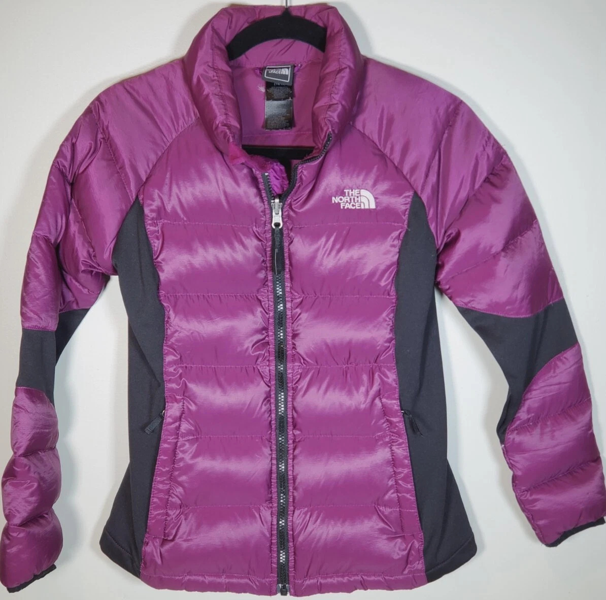 The North Face Hybrid 550 Down Puffer Jacket Purple Black Zip Girl's L (14/16)