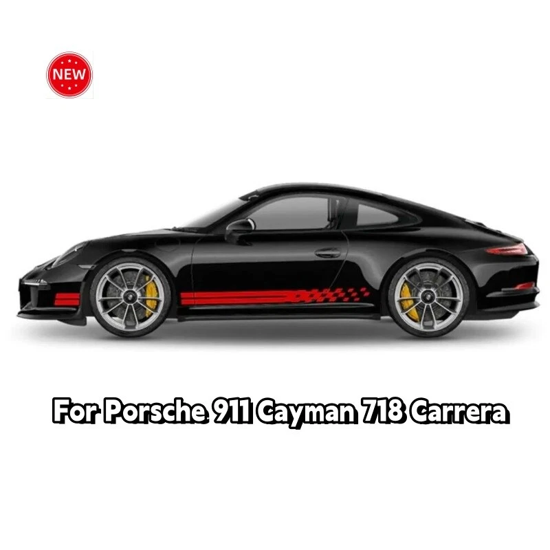 Calcomanía adhesiva gráfica de coche a rayas de carreras de 2 piezas para Porsche 911 Cayman 718 Carrera Foto 2 de 4
