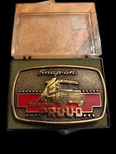 Solid Brass Snap-On Tools Belt Buckle USA Made 1989 Extremely Rare With Case.