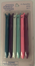 More Than Magic - 6 Pack of Cat Themed Character Pens - Two Ink Colors Per Pen