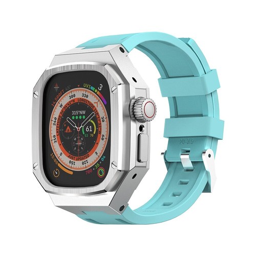 Kit Steel Mod Estuche Protector de Vidrio Banda Fr Apple Watch Ultra 2 49 mm Correa de Goma - Imagen 30 de 43
