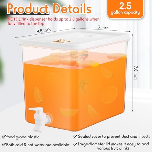 Pack Drink Dispenser for Fridge with Spigot Water Dispenser Leak 2.5 Gallon 2 - Picture 4 of 7