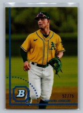 2022 Topps Bowman Heritage Euribiel Angeles Yellow Refractor /75 Athletics