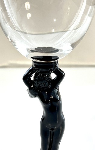 Cambridge Statuesque Nude Ebony Black Stem Wine Claret Glass 6.5” Tall - Picture 2 of 9