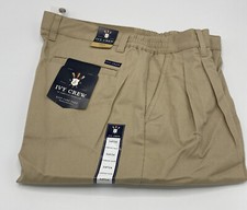 NEW Ivy Crew Men's 34 x 34 BROWN Pant Pleated & Comfort Waist EASY CARE PANT