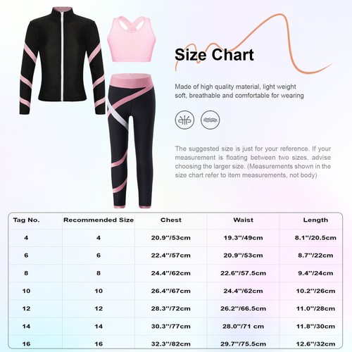 Child Girls Outfit 3Pcs Tracksuits Stripe Set Pants Vest Long Sleeve Leggings - Picture 42 of 47