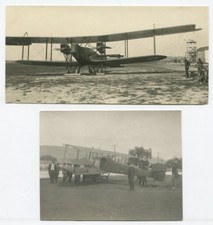 EARLY AVIATION. MEN AT AIRFIELD WITH AIRPLANES. B AND W.