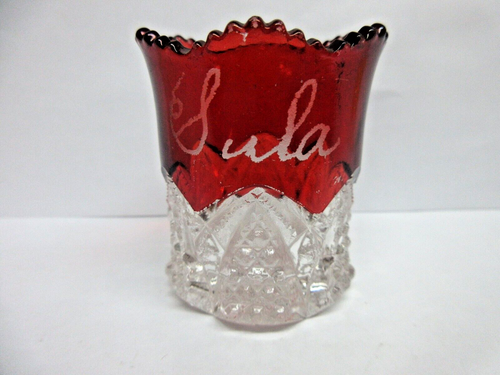RUBY STAIN FLASH EAPG SOUVENIR TOOTHPICK HOLDER SULA | eBay