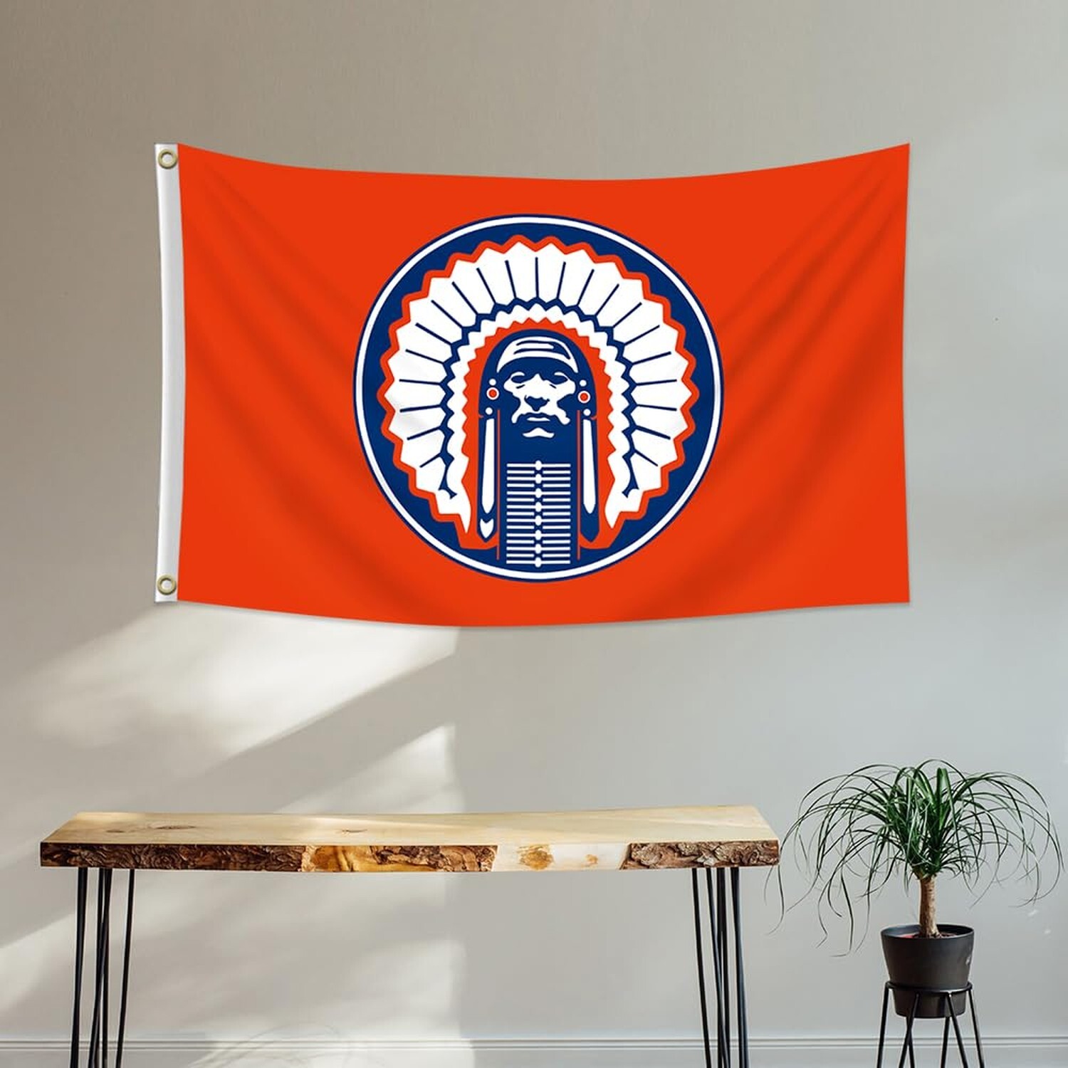 ENMOON Illinois Fighting Flag Illini Chief Flag Banner 3x5ft/Vibrat Color/HD ...
