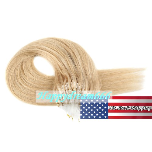 Micro Ring Loop Tip Remy Human Hair Extensions Silky Straight Micro Bead Link US - Picture 39 of 84
