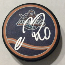 SEMYON VARLAMOV SIGNED NEW YORK ISLANDERS HOCKEY PUCK W/ CASE COA