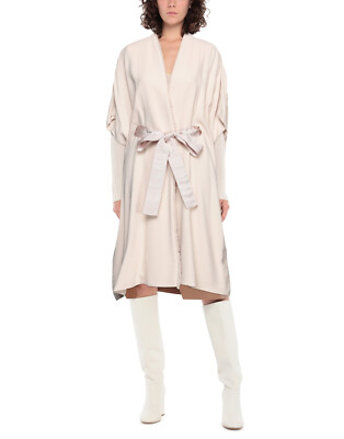 RRP 780 ANTONELLI FIRENZE Overcoat IT42 US6 UK10 M Belted Frayed Lame Collarless