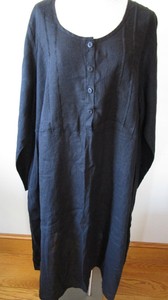 FLAX-Designs-LINEN-DRESS-M-NWOT-Lightly-Tucked-BLACK