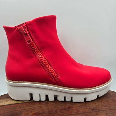 FitFlop Chunky Zip Ankle Boots Women's Red White Comfort