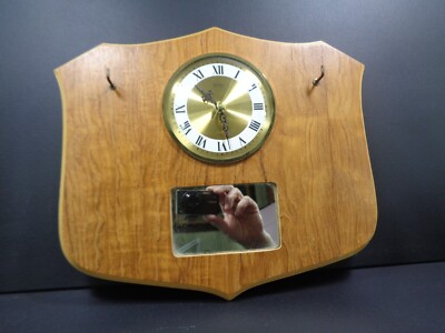 Vintage Holz Bentima Batterie - Flur Wanduhr mit Spiegel und Haken