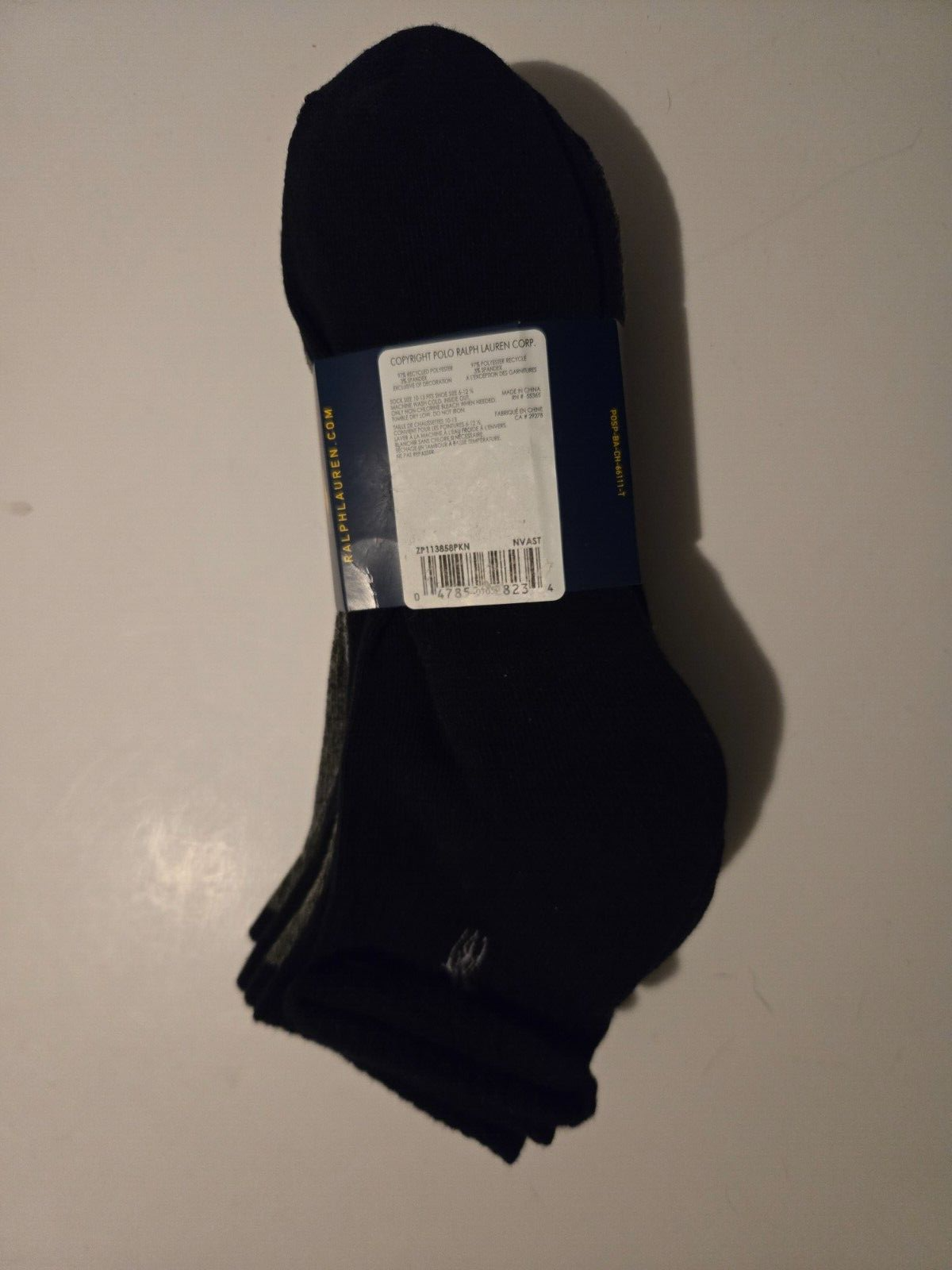 PONY Polo Ralph Lauren 4 CONFEZIONI Calzini Classici Quarti GRIGIO NERO NUOVISSIMI