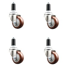 3.5 Inch 316SS Maroon Polyurethane Swivel 1-3/8 Inch Expanding Stem Caster Set