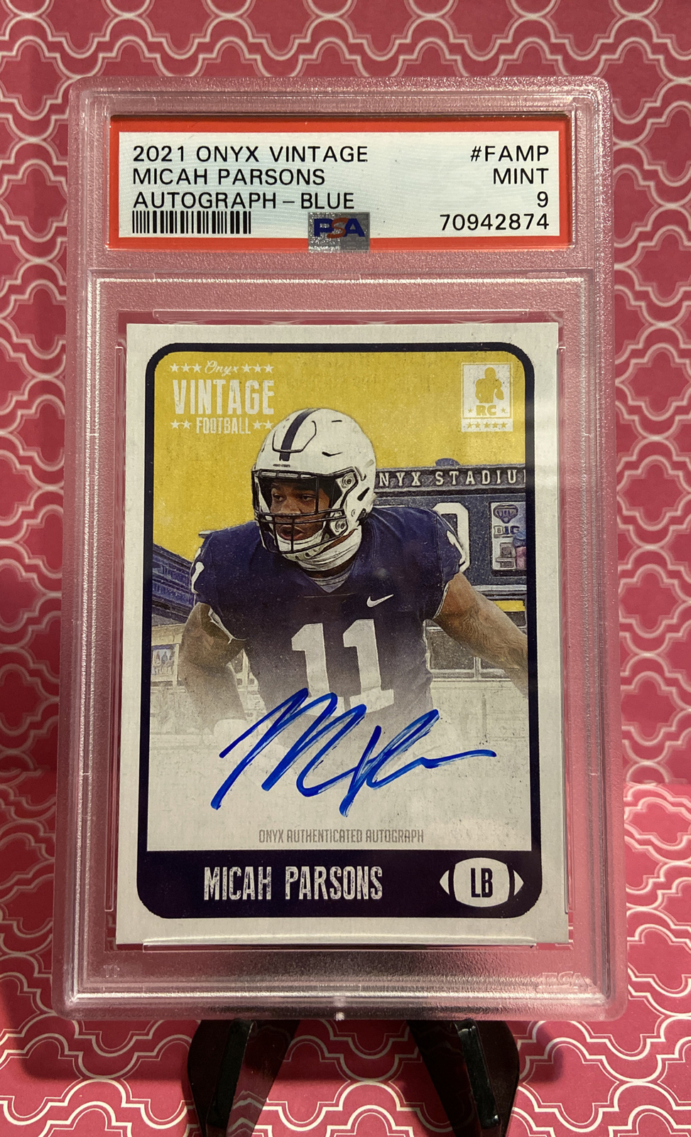 Micah Parsons Onyx Vintage #FAMP Autograph-Blue