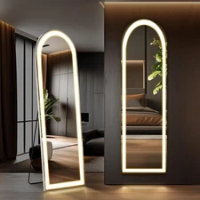 Mirror Full Length Standing Mirror with LED Lights Lighted Floor Standing Mirror