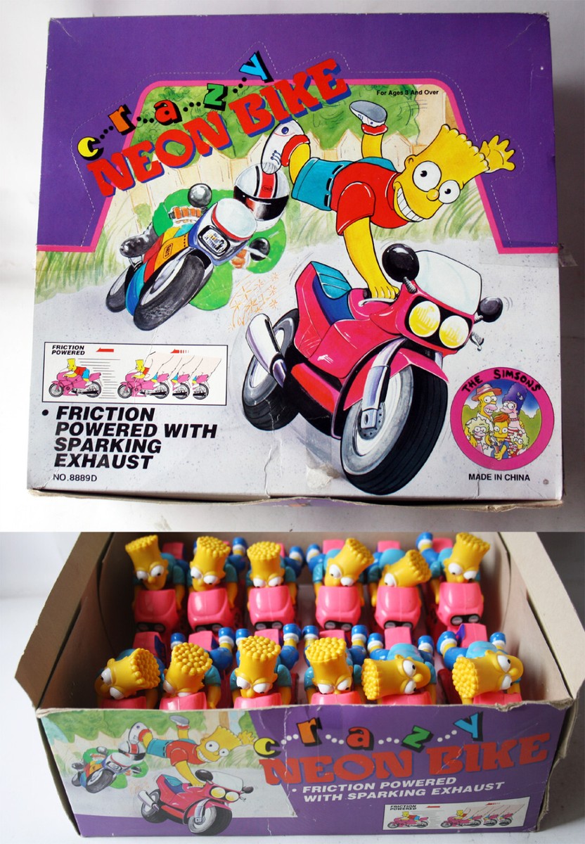 12X VINTAGE 90'S SIMPSONS BART SIMPSON FIGURE CRAZY NEON BIKE