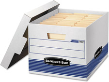 0078907 STOR/FILE Med-Duty Letter/Legal Storage Boxes, Locking Lid, White/Blue,