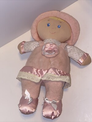 Kids Preferred Carly Baby s 1st Doll Satin Trim Plush Rattle Crinkle Pink Lovey