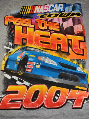 NASCAR Tour Feel The Heat 2004 Racing T-Shirt Gray Size XL-NWT VTG