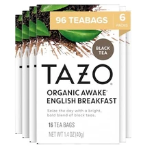 Organic Awake English Breakfast Black Tea Bags, 96 Total Tea Bags (16Ct - Pac...