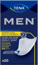 TENA 50600 Men Leakage Protection Bladder Control Pad, Maximum, 8" L, Pack of 20