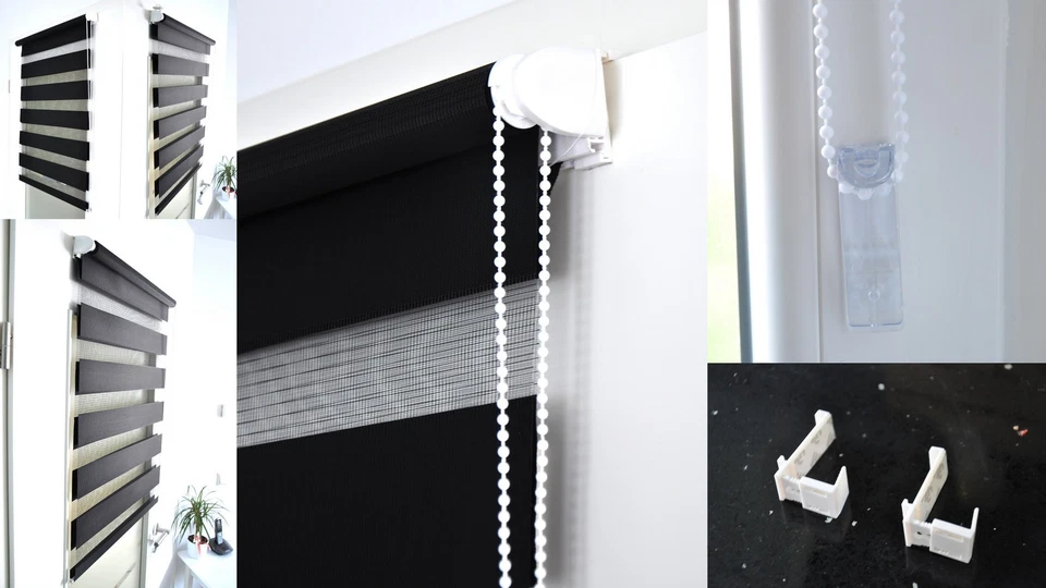 Doppel rollo Duo Klemmfix ohne Bohren Easyfix Zebrarollo Kettenzug Verspannung - Bild 2 von 4