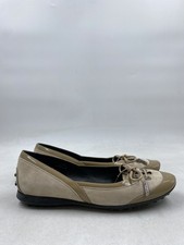 Tods Beige Suede Patent Leather Flats W 7