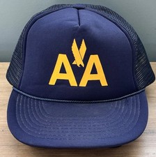 Original Vintage 1980s American Airlines Rope Foam Trucker Baseball Hat Cap Rare
