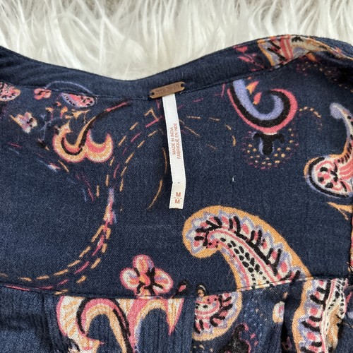 Free People Just The Two Of Us Paisley Print Tunic Sz M Oversized - Picture 17 of 21