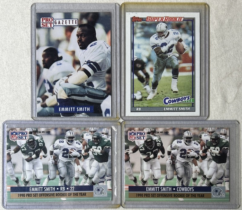 Emmitt Smith Lot Of 4 Cards Topps/Pro Set Football Super Rookie Cowboys