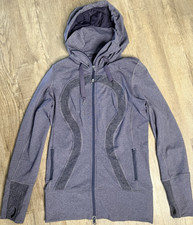 lululemon athletica Purple Full Zip Hooded Knit Hoodie Pockets Logo Sz 10