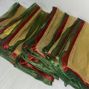 8 Pier 1 Imports Metallic Sheer Decorative Napkin Serviette Gold Red Green 17x17