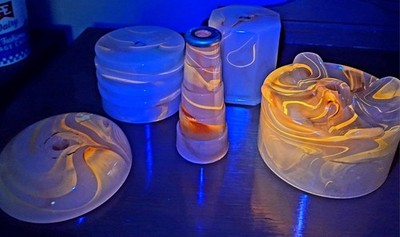 Art Deco~ Akro Agate Slag Glass~  Floor Lamp Smoke Stand Parts