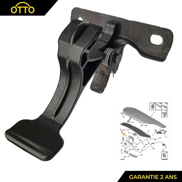 Partsline Verrou/Schloss Motorhaube Haken FüR Peugeot 208 I 2012-2019 9673383380-image