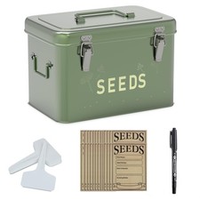 Seed Storage Organizer Box with Lid, 30 Labels, Envelopes, and Marker Pen