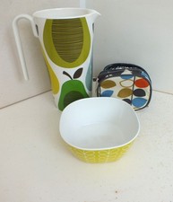 ORLA KIELY 3 ITEMS XL 1.5 L MELAMINE JUG PEARS + INS SNACK  PACK + MELAMINE BOWL