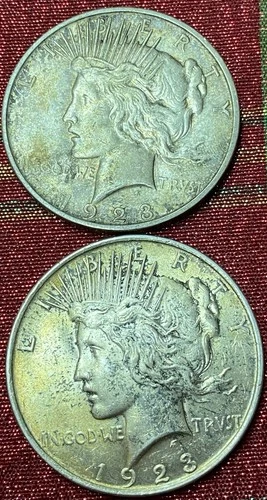 1923 Silver Peace Dollars- set of 2! VF