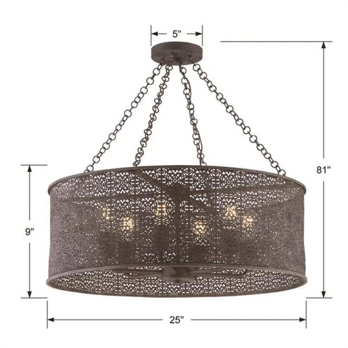 Crystorama Jasmine 25" Wide Bronze 6-Light Drum Chandelier - Picture 7 of 7