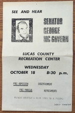 George McGovern October 18,  1972   Paper Flyer for rally in Lucas County,  Ohio