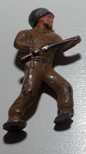 Vintage 1940s WW2 Cast Iron Toy Soldier Infantry Running -- Free Shipping