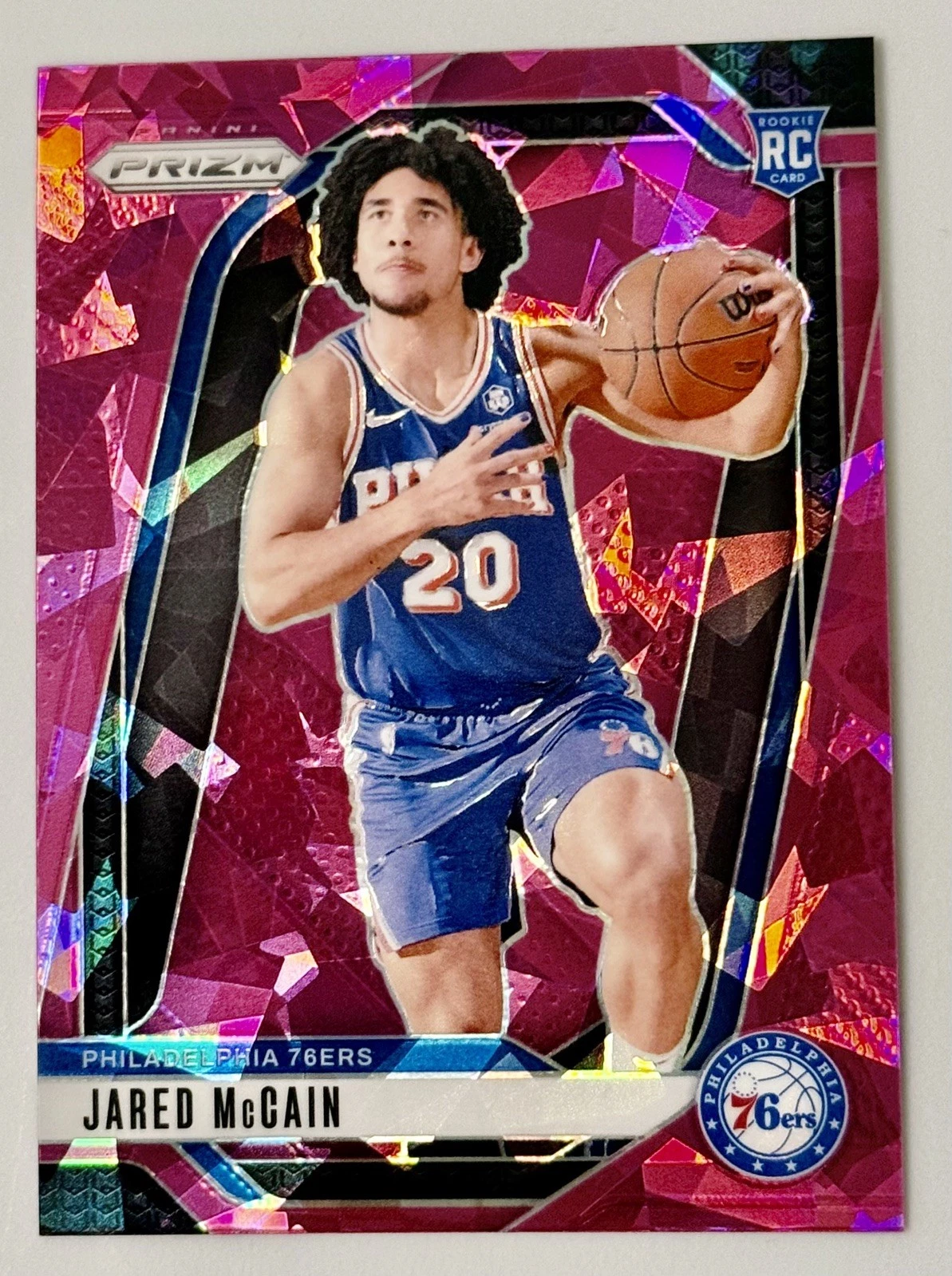 2024-25 Panini Prizm Jared McCain RC Rookie Pink Ice No. 222 Philadelphia 76ers