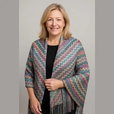 Chevron Knit Multicolored Long Scarf - 21" Cozy Accessory