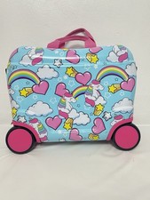  Star wheelie/ride/sit/pull along girl luggage holiday hard case unicorn