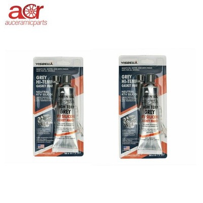 2Pcs*3Oz RTV Silicone Gasket Maker Grey High Temp Sealant for Engine Valve Cover